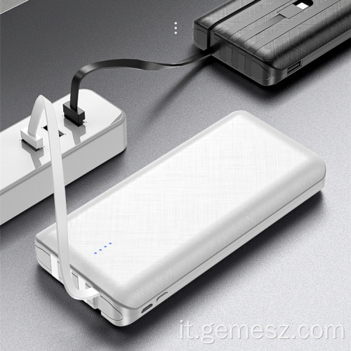 Power bank da 10000 mAh con 4 cavi di ricarica integrati